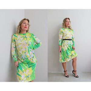 1960's Vintage Queiller Bergdorf Goodman Spring Midi Dress Women's MD to LG 60s